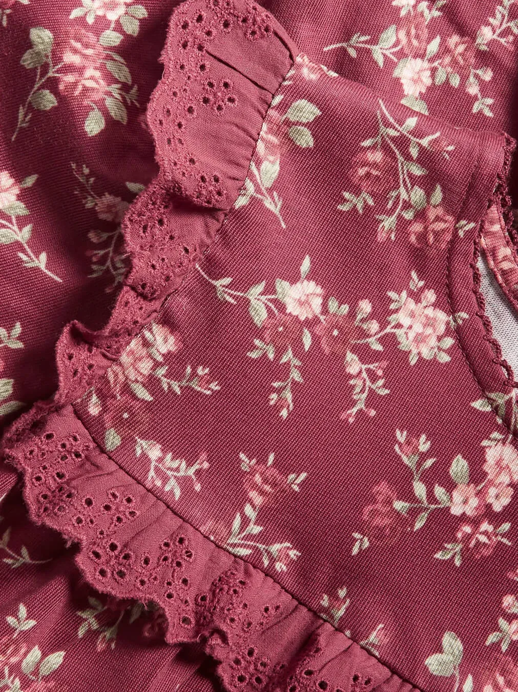 Kids Red Floral Jersey Dress - Image 2